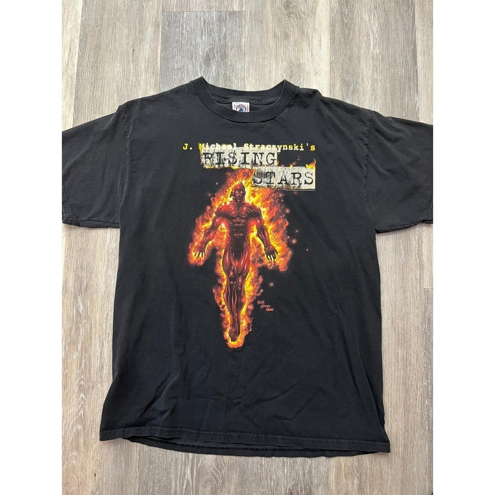 Rare Vtg J Michael Straczynski Rising Stars T-Shirt Spiderman Comics 1999 L